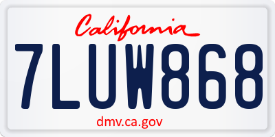 CA license plate 7LUW868