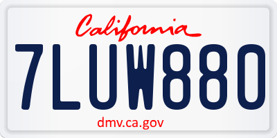 CA license plate 7LUW880