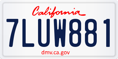 CA license plate 7LUW881