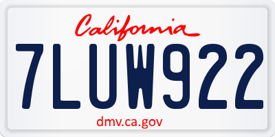 CA license plate 7LUW922