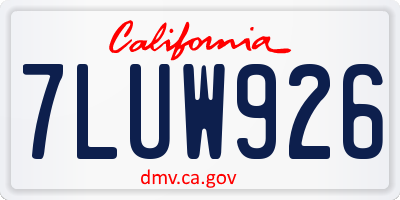 CA license plate 7LUW926