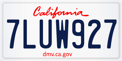 CA license plate 7LUW927