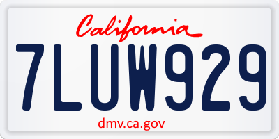 CA license plate 7LUW929