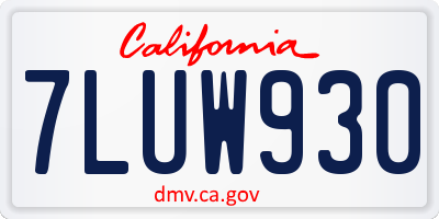 CA license plate 7LUW930