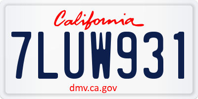 CA license plate 7LUW931