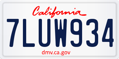 CA license plate 7LUW934