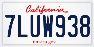 CA license plate 7LUW938