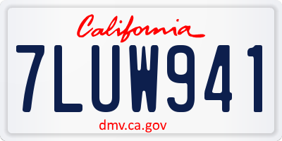 CA license plate 7LUW941
