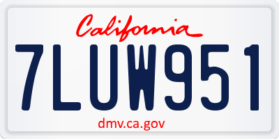 CA license plate 7LUW951