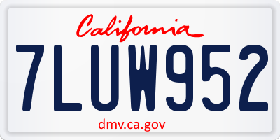 CA license plate 7LUW952
