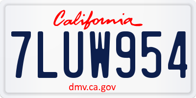 CA license plate 7LUW954