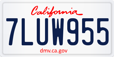 CA license plate 7LUW955