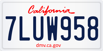 CA license plate 7LUW958