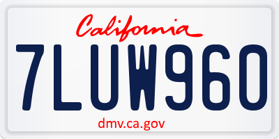 CA license plate 7LUW960
