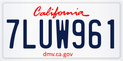 CA license plate 7LUW961