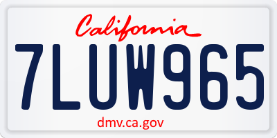 CA license plate 7LUW965