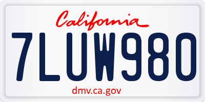 CA license plate 7LUW980