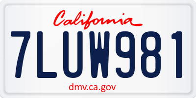 CA license plate 7LUW981