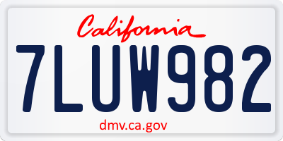 CA license plate 7LUW982