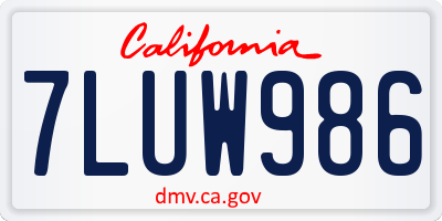 CA license plate 7LUW986