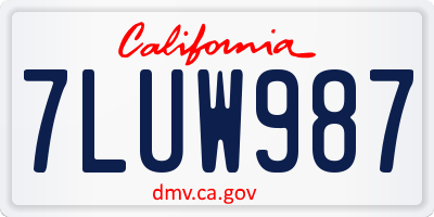 CA license plate 7LUW987