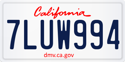 CA license plate 7LUW994