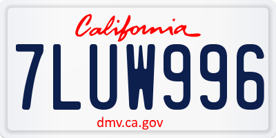 CA license plate 7LUW996