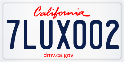 CA license plate 7LUX002