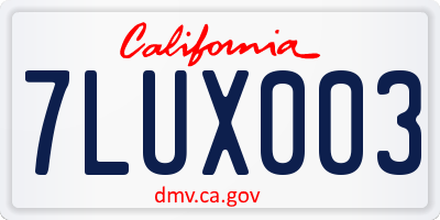 CA license plate 7LUX003