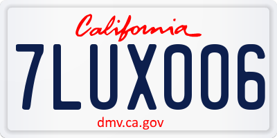 CA license plate 7LUX006