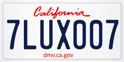 CA license plate 7LUX007