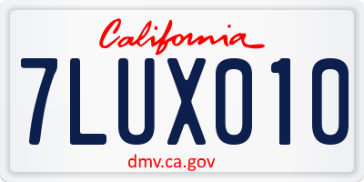 CA license plate 7LUX010