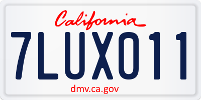 CA license plate 7LUX011