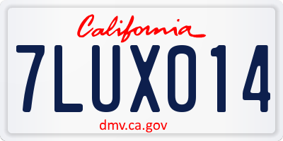 CA license plate 7LUX014