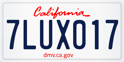 CA license plate 7LUX017