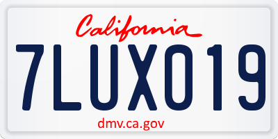 CA license plate 7LUX019