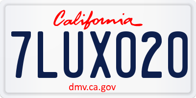 CA license plate 7LUX020