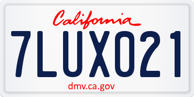 CA license plate 7LUX021