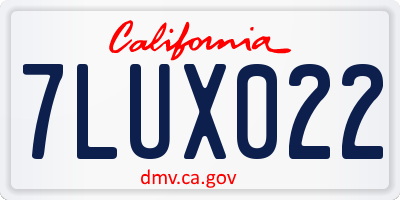 CA license plate 7LUX022
