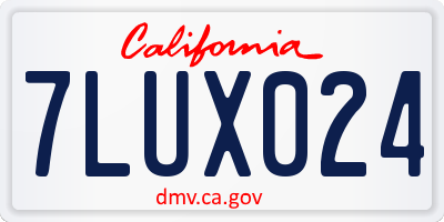 CA license plate 7LUX024