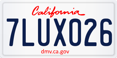 CA license plate 7LUX026