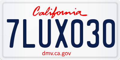 CA license plate 7LUX030