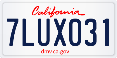 CA license plate 7LUX031