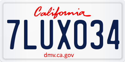 CA license plate 7LUX034