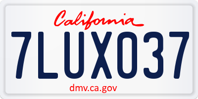 CA license plate 7LUX037