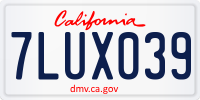 CA license plate 7LUX039