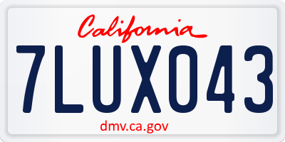 CA license plate 7LUX043