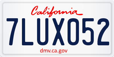 CA license plate 7LUX052
