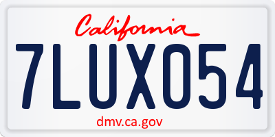 CA license plate 7LUX054