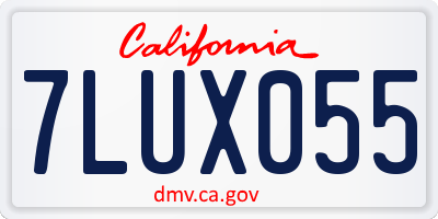 CA license plate 7LUX055